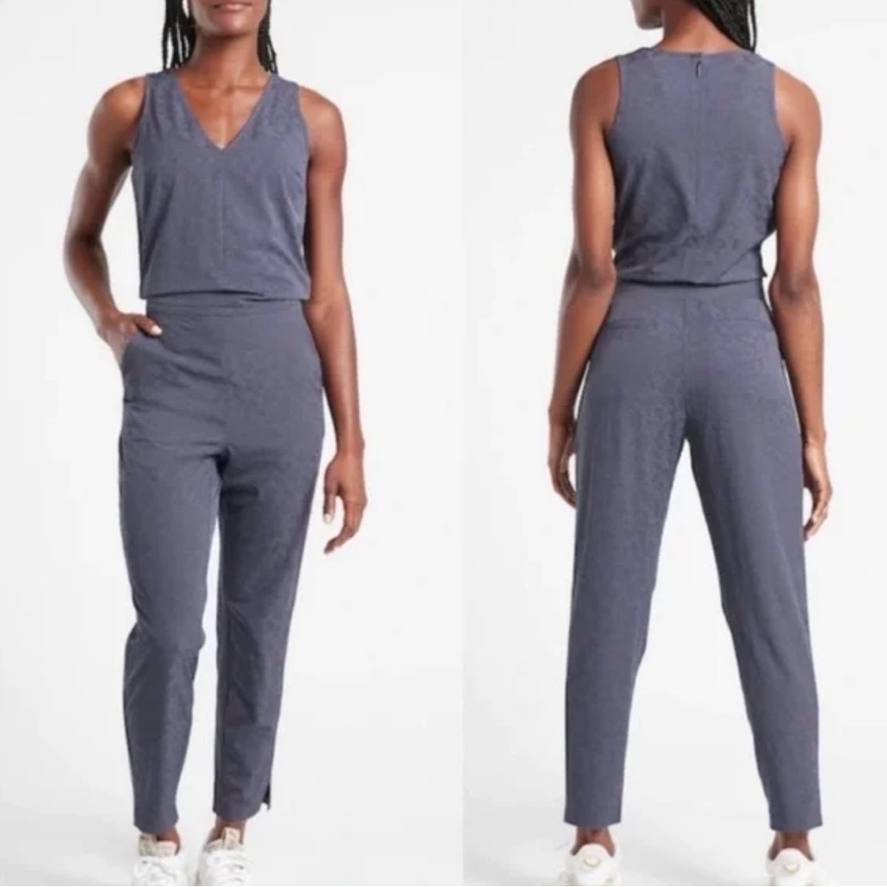 Athleta Blue Sleeveless Jumpsuit with jacquard pattern - Picture 6 of 6